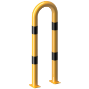 Anti-nudge hoop | steel tube  76 mm | yellow / black | total width: 400 mm | height above ground: 1150 mm | to be fixed by plugs